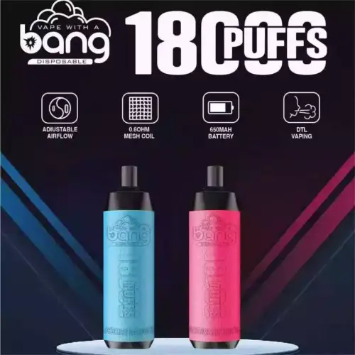 BANG 18000 Puffs DTL Disposable Vape 24ml E-Liquid 650mAh Battery Mesh Coil Nicotine 0%, 2%, 3%, 5%