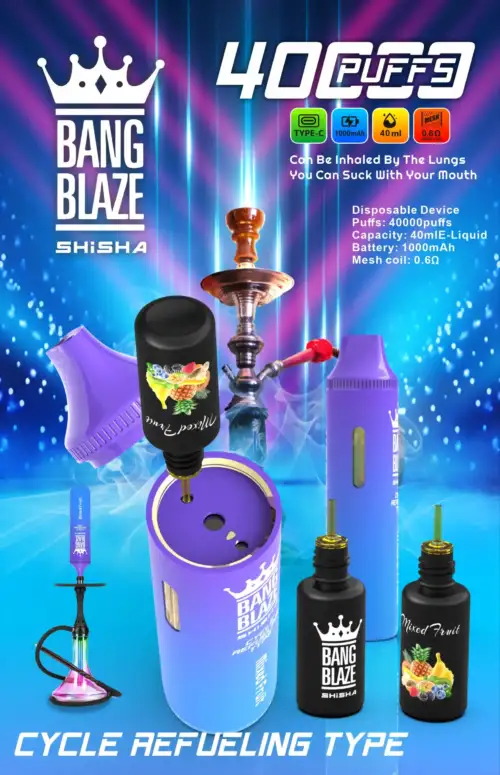 BANG BLAZE 40000 Puffs BK40 Disposable Vape 40ml E-Liquid 1000mAh Battery Mesh Coil Nicotine 0% 2% 3% 5%