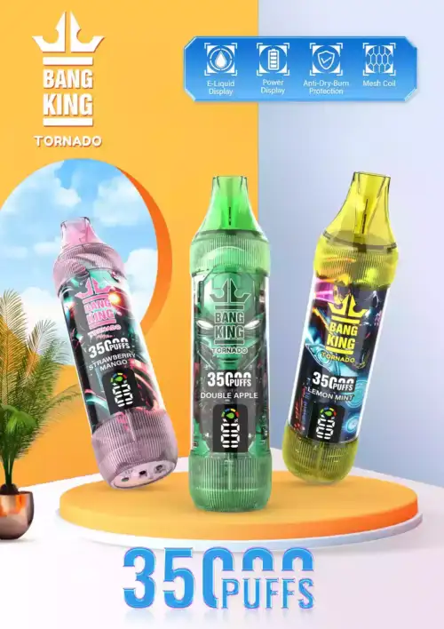 BANG KING 35000 Puffs Disposable Vape 23ml E-Liquid 1000mAh Battery Mesh Coil Available in 0% 2% 3% and 5% Nicotine