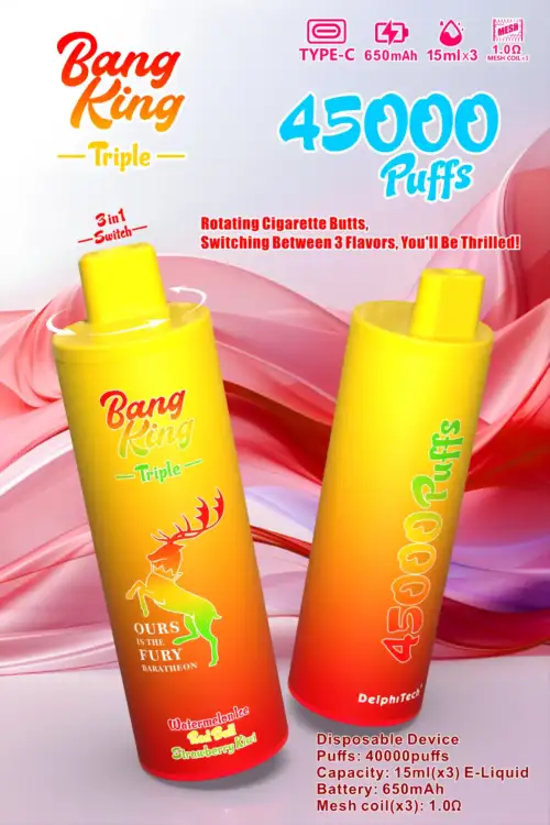 BANG KING 45000 Puffs BK45 Disposable Vape 56ml E-Liquid 650mAh Battery Dual Mesh Coils Nicotine 0% 2% 3% 5%