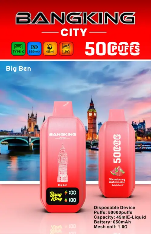 BANG KING 50000 Puffs CITY BK5 CT Disposable Vape 45ml E-Liquid 650mAh Battery Mesh Coil