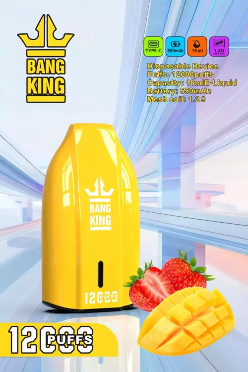 Bang King 12000 Puffs Disposable Vape 12ml E-Liquid 600mAh Battery Mesh Coil Nicotine 0% 2% 3% 5%
