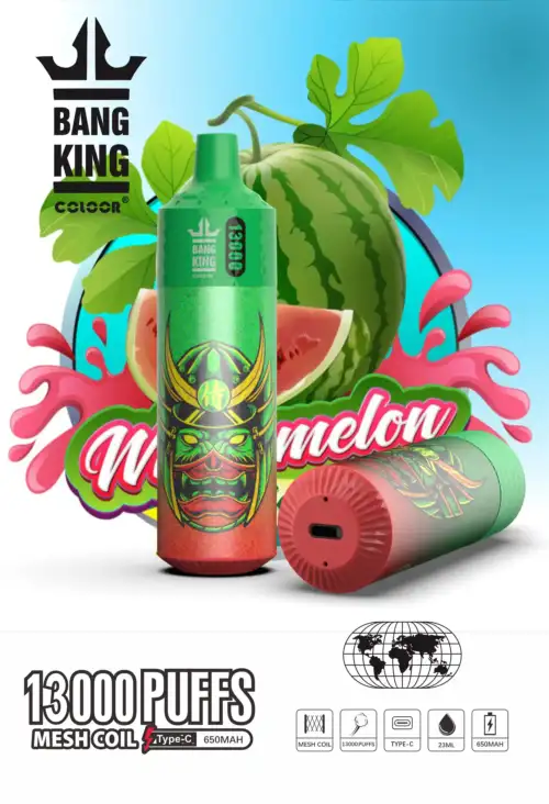 Bang King 13000 Puffs B13K Disposable Vape 23ml E-Liquid 650mAh Rechargeable Battery Mesh Coil Technology Available in 0% 2% 3% and 5% Nicotine