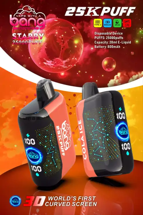 Bang STARRY 25000 Puffs Disposable Vape 28ml E-Liquid 800mAh Battery Mesh Coil Nicotine 0% 2% 3% 5%