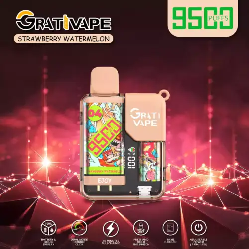 Grativape Ejoy 9500 Puffs Disposable Vape 18ml E-Liquid 650mAh Battery Power Control Mesh Coil 0–5% Nicotine