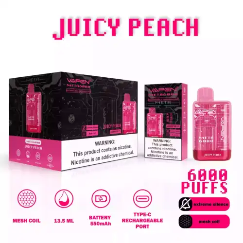 VAPEN META 6000 PUFFS Disposable Vape 13.5ml E-Liquid 550mAh Battery Mesh Coil Nicotine 2%/5%
