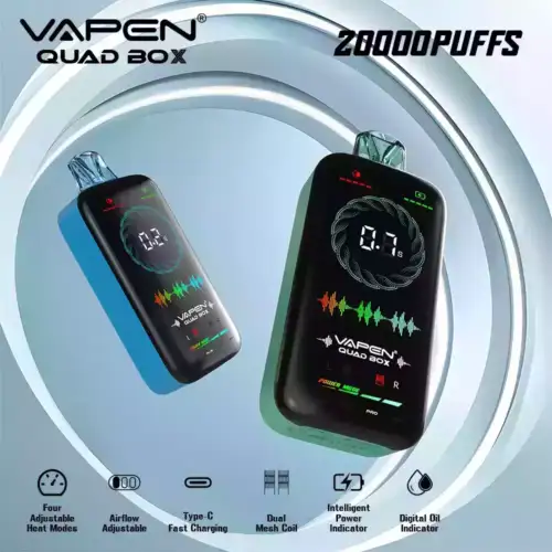 VAPEN QUAD BOX 20000 PUFFS Disposable Vape 28ml E-Liquid 650mAh Battery Smart Display 2% 5% Nicotine