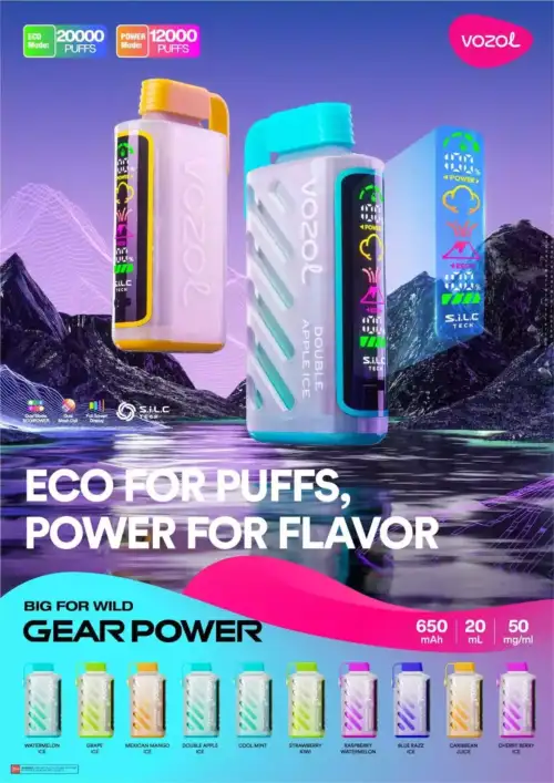 Vozol Gear Power 20000 Puffs Disposable Vape 20mL E-Liquid 650mAh Battery Mesh Coil 5% Nicotine