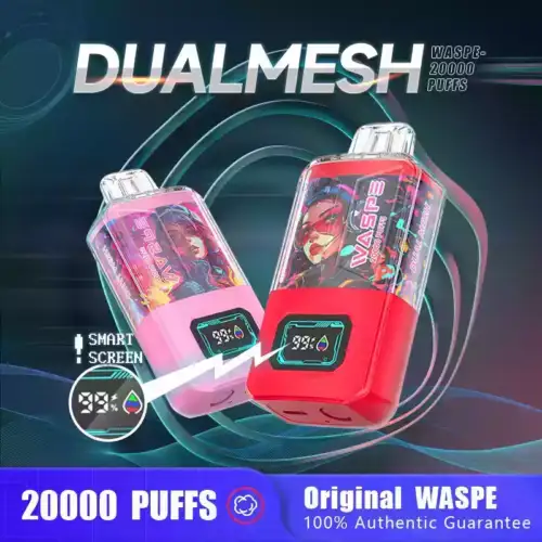 WASPE 20000 PUFFS Dual Mesh Box Disposable Vape 24ml E-Liquid 900mAh Battery Mesh Coil Nicotine 0% 2% 3% 5%
