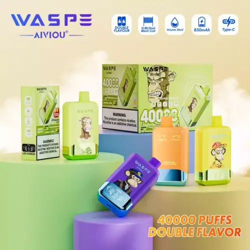 WASPE Double Flavor 40000 Puffs Disposable Vape 36ml E-Liquid 850mAh Battery Mesh Coil 0%2%5% Nicotine