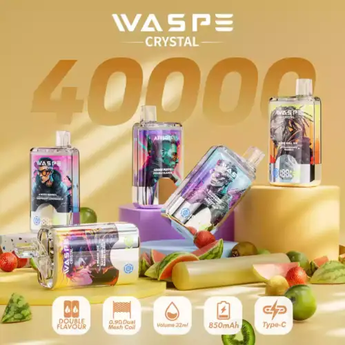 Waspe Crystal 40000 Puffs Disposable Vape Dual Flavor 32mL E-Liquid and 850mAh Rechargeable Battery