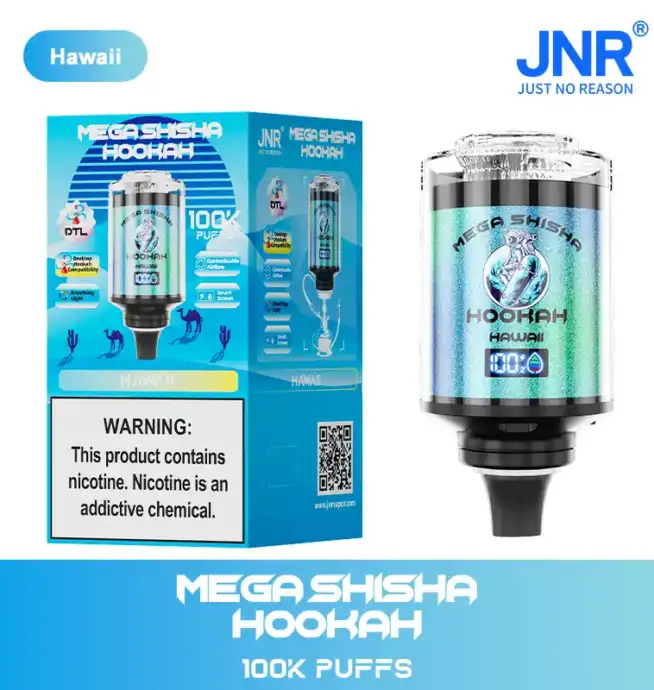 JNR Mega Shisha Hookah 100000 Puffs Disposable Vape Smart Screen Dual Mouthpiece 0%2%5% Nicotine - Image 2