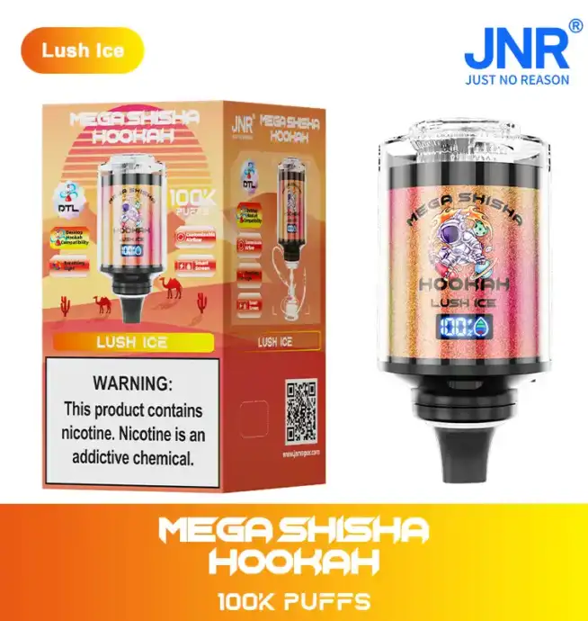 JNR Mega Shisha Hookah 100000 Puffs Disposable Vape Smart Screen Dual Mouthpiece 0%2%5% Nicotine - Image 9